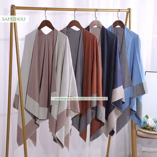 Écharpe fendue en coton à cadre simple uni, châle occidental à la mode