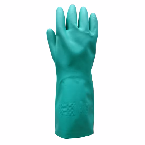 Gants de travail de sécurité industriels résistants aux produits chimiques en caoutchouc Nitrile vert 100% réutilisables robustes Luvas Guantes En420 En374